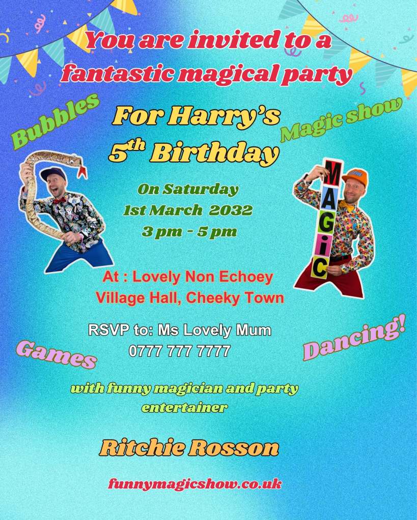 Birthday party invitation. Ritchie can customise for your party :)))